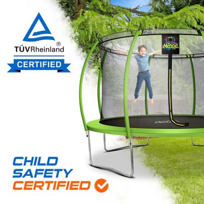 Image showing 6 th Moxie Pumpkin-Shaped Outdoor Trampoline Set with Premium Top-Ring Frame Safety Enclosure, 12 ft., Green Apple