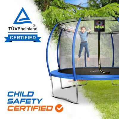 Image showing 6 th Moxie Pumpkin-Shaped Outdoor Trampoline Set with Premium Top-Ring Frame Safety Enclosure, 12 ft., Blue