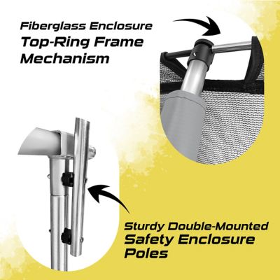 Image showing  Pumpkin-Shaped Outdoor Trampoline Set with Premium Top-Ring Frame Safety Enclosure, 14 ft., Grey