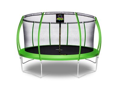 Upper Bounce 15 ft. Pumpkin-Shaped Moxie Outdoor Trampoline Set with Premium Top-Ring Frame Safety Enclosure, Green Apple