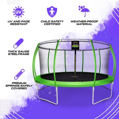 Image showing  15 ft. Pumpkin-Shaped Moxie Outdoor Trampoline Set with Premium Top-Ring Frame Safety Enclosure, Green Apple