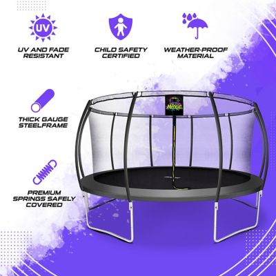 Image showing  Moxie Pumpkin-Shaped Outdoor Trampoline Set with Premium Top-Ring Frame Safety Enclosure, 15 ft., Charcoal