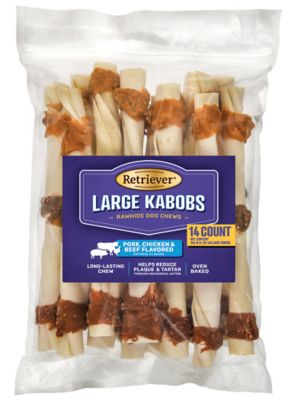 Retriever Large Kabobs Pork, Chicken and Beef Flavor Rawhide Dog Chew Treats, 14 ct. I finally found a treat that both of my dogs like