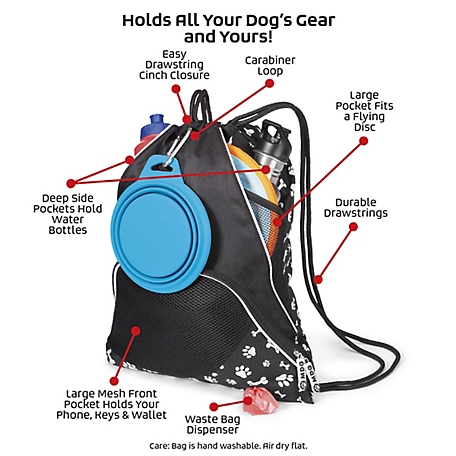 Mobile Dog Gear Dogssentials Travel Drawstring Cinch Sack, Black