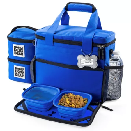 Mobile Dog Gear Week Away Pet Tote Bag Small 12 in x 6 in x 11 in Blue Pet Portable Water & Food Containers