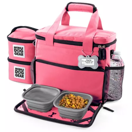 Mobile Dog Gear Week Away Pet Tote Bag Small 12 in x 6 in x 11 in Pink Pet Portable Water & Food Containers