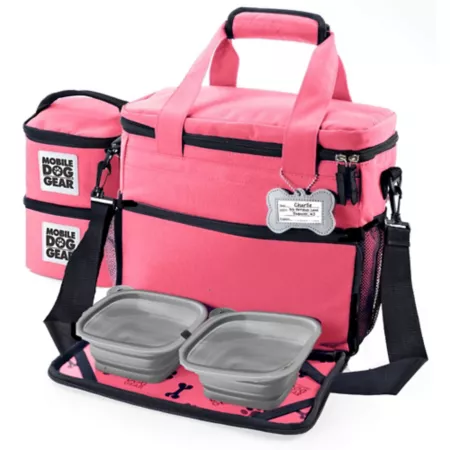 Mobile Dog Gear Week Away Pet Tote Bag Medium 12 in x 6 in x 11 in Pink Pet Portable Water & Food Containers