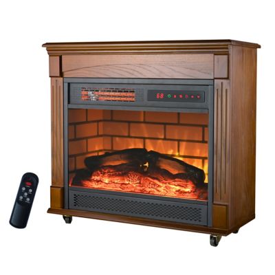 RedStone Electric Indoor Portable Infrared Rolling Mantel Fireplace with Remote Control, 24.88 in.