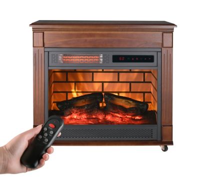 Image showing  Electric Indoor Portable Infrared Rolling Mantel Fireplace with Remote Control, 24.88 in.