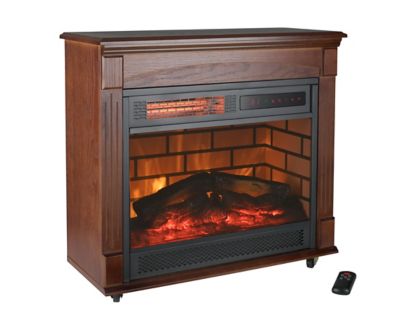 Image showing  Electric Indoor Portable Infrared Rolling Mantel Fireplace with Remote Control, 24.88 in.