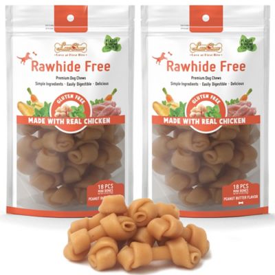 LuvChew Gluten, Grain and Rawhide-Free Mini Peanut Butter Flavor Dog Bone Chew Treats, 18 ct., 2-Pack