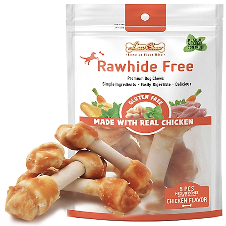 LuvChew Grain and Rawhide Free Medium Chicken and Vegetables Flavor Dog Bone Chew Treats, 5 ct.