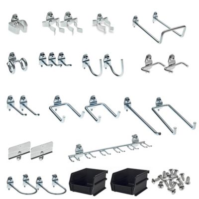 Triton Products 26 pc. Zinc Plated Steel Hook and Bin Assortment for 1/8 in. and 1/4 in. Pegboard (24 Asst Hooks and 2 Bins)