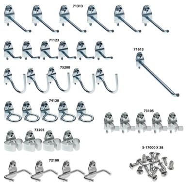 Image showing  36 pc. Zinc Plated Steel DuraHook Assortment for 1/8 in. and 1/4 in. Pegboard