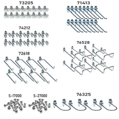 Image showing  64 pc. Zinc Plated Steel DuraHook Assortment for 1/8 in. and 1/4 in. Pegboard