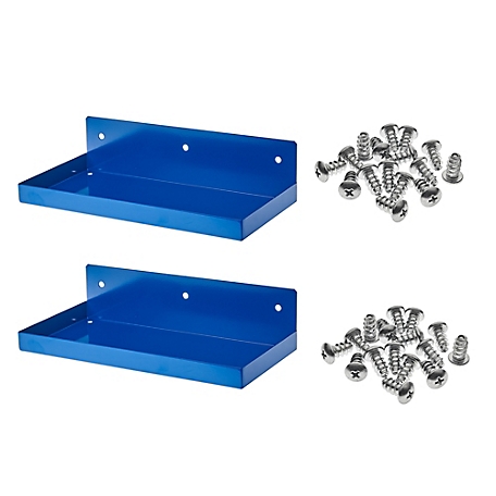 Triton Products 12 in. W x 6 in. D Blue Epoxy Coated Steel Pegboard Shelf for 1/8 in. and 1/4 in. Pegboard, 2 Pack