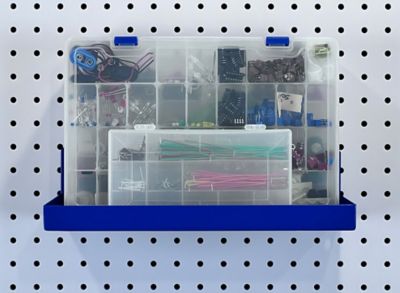 Image showing  12 in. W x 6 in. D Blue Epoxy Coated Steel Pegboard Shelf for 1/8 in. and 1/4 in. Pegboard, 2 Pack