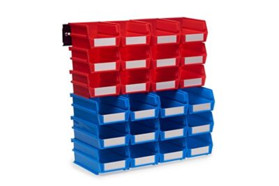 Triton Products Wall Storage Unit with (12) 5-3/8 L x 4-1/8 W x 3 H Red Bins & (12) 7-3/8 L x 4-1/8 W x 3 H Blue Bins