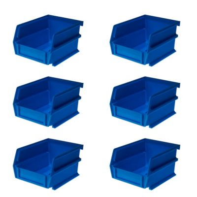 Triton Products 5-3/8 in. L x 4-1/8 in. W x 3 in. H Blue Stacking, Hanging, Interlocking Polypropylene Bins, 6 CT