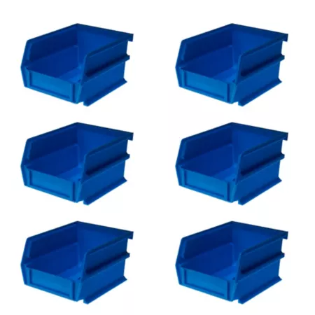 Triton Products 5-3/8 in L x 4-1/8 in W x 3 in H Blue Stackable Hanging Locking Polypropylene Bins 6 CT Storage Bins