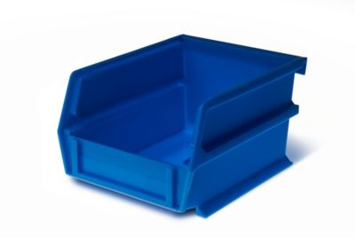 Image showing  Stacking, Hanging and Interlocking Polypropylene Bins, 5-3/8 in. x 4-1/8 in. x 3 in., Blue, 6-Pack