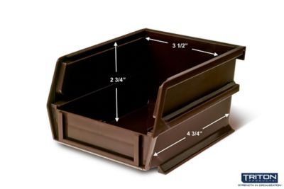 Image showing  Stacking, Hanging and Interlocking Polypropylene Bins, 5-3/8 in. x 4-1/8 in. x 3 in., Brown, 6-Pack