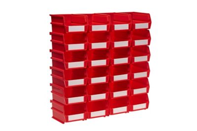 Triton Products 5-3/8 in. L x 4-1/8 in. W x 3 in. H Red Stacking, Hanging, Interlocking Polypropylene Bins, 24 CT