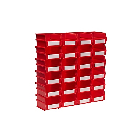 Triton Products 5-3/8 in. L x 4-1/8 in. W x 3 in. H Red Stacking, Hanging, Interlocking Polypropylene Bins, 24 CT