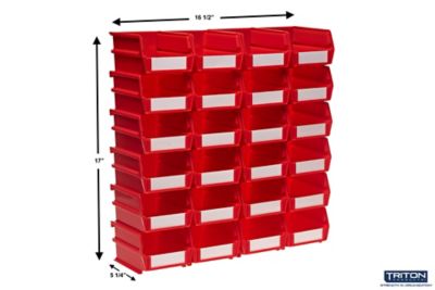 Image showing  Stacking, Hanging and Interlocking Polypropylene Bins, 5-3/8 in. x 4-1/8 in. x 3 in., Red, 24-Pack