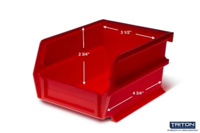 Image showing  Stacking, Hanging and Interlocking Polypropylene Bins, 5-3/8 in. x 4-1/8 in. x 3 in., Red, 24-Pack