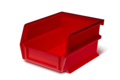 Image showing  5-3/8 in. L x 4-1/8 in. W x 3 in. H Red Stacking, Hanging, Interlocking Polypropylene Bins, 6 CT