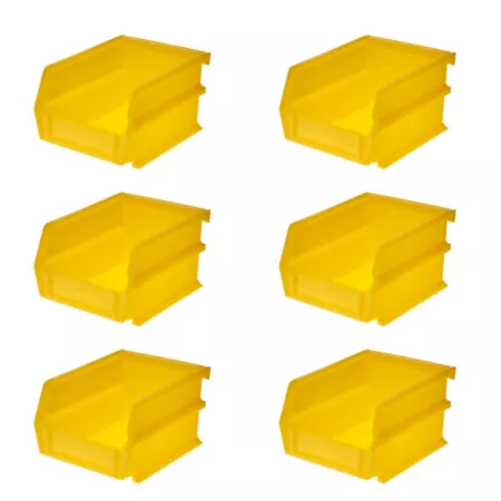 Triton Products 5-3/8 in L x 4-1/8 in W x 3 in H Yellow Stackable Hanging Locking Polypropylene Bins 6 CT Storage Bins