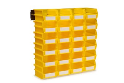 Triton Products Wall Storage Unit with (24) 5-3/8 in. L x 4-1/8 in. W x 3 in. H Yellow Interlocking Bins & Wall Mount Rails