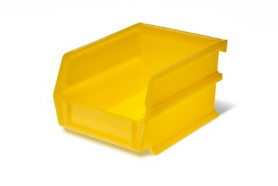Image showing  Wall Storage Unit with (24) 5-3/8 in. L x 4-1/8 in. W x 3 in. H Yellow Interlocking Bins & Wall Mount Rails