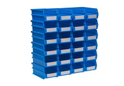 Triton Products 7-3/8 in. L x 4-1/8 in. W x 3 in. H Blue Stacking, Hanging, Interlocking Polypropylene Bins, 24 CT