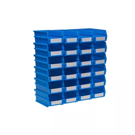 Triton Products 7-3/8 in L x 4-1/8 in W x 3 in H Blue Stackable Hanging Locking Polypropylene Bins 24 CT Storage Bins