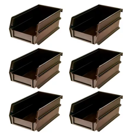 Triton Products 7-3/8 in L x 4-1/8 in W x 3 in H Brown Stackable Hanging Nesting Polypropylene Bins 6 CT Storage Bins