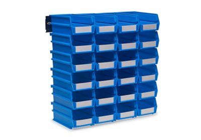 Triton Products Wall Storage Unit with (24) 7-3/8 in. L x 4-1/8 in. W x 3 in. H Blue Interlocking Bins & Wall Mount Rails