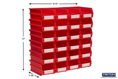 Image showing  Stacking, Hanging and Interlocking Polypropylene Bins, 7-3/8 in. x 4-1/8 in. x 3 in., Red, 24-Pack