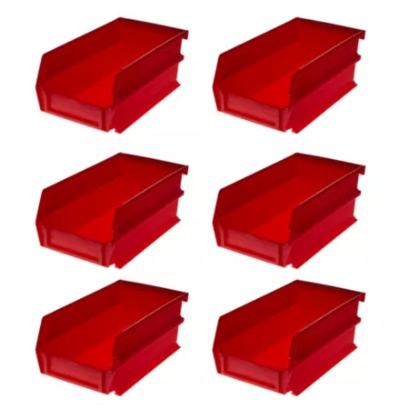 Triton Products 7-3/8 in L x 4-1/8 in W x 3 in H Red Stackable Hanging Locking Polypropylene Bins 6 CT Storage Bins