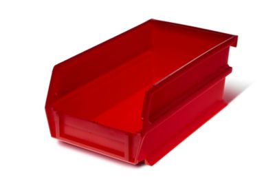 Image showing  Stacking, Hanging and Interlocking Polypropylene Bins, 7-3/8 in. x 4-1/8 in. x 3 in., Red, 6-Pack