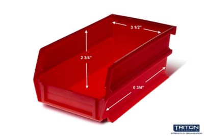 Image showing  Stacking, Hanging and Interlocking Polypropylene Bins, 7-3/8 in. x 4-1/8 in. x 3 in., Red, 6-Pack