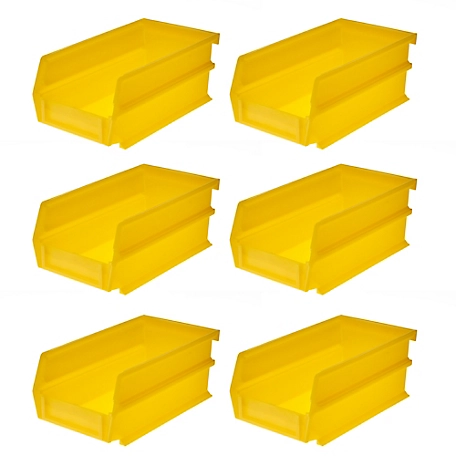 Triton Products 7-3/8 in. L x 4-1/8 in. W x 3 in. H Yellow Stacking, Hanging, Interlocking Polypropylene Bins, 6 CT