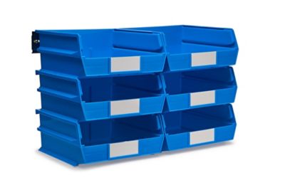 Triton Products Wall Storage Unit with (6) 10-7/8 in. L x 11 in. W x 5 in. H Blue Interlocking Bins & Wall Mount Rails