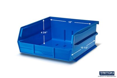 Image showing  Wall Storage Unit with (6) 10-7/8 in. L x 11 in. W x 5 in. H Blue Interlocking Bins & Wall Mount Rails