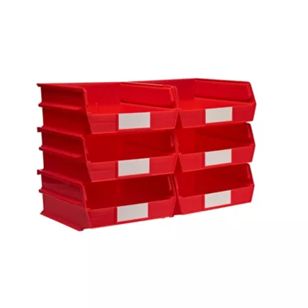 Triton Products Stackable Hanging Locking Polypropylene Bins 10-7/8 in x 11 in x 5 in Red 6-Pack Storage Bins