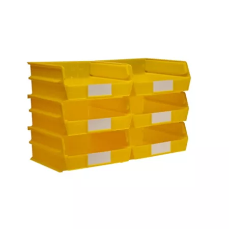 Triton Products 10-7/8 in L x 11 in W x 5 in H Yellow Stackable Hanging Locking Polypropylene Bins 6 CT Small Parts Organizers