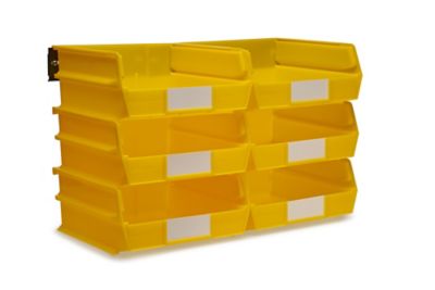 Triton Products Wall Storage Unit with (6) 10-7/8 in. L x 11 in. W x 5 in. H Yellow Interlocking Bins & Wall Mount Rails