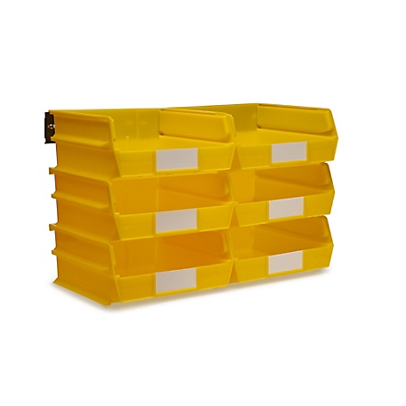 Triton Products Wall Storage Unit with (6) 10-7/8 in. L x 11 in. W x 5 in. H Yellow Interlocking Bins & Wall Mount Rails