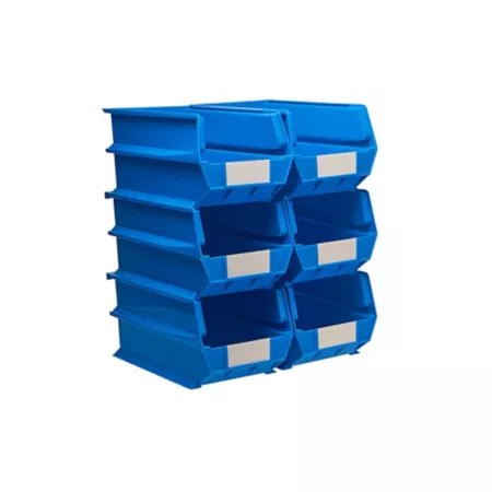 Triton Products 14-3/4 in L x 8-1/4 in W x 7 in H Blue Stackable Hanging Locking Polypropylene Bins 6 CT Small Parts Organizers